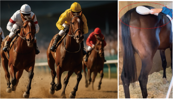 ▲경주마 자기장 치료기 적용 이미지.