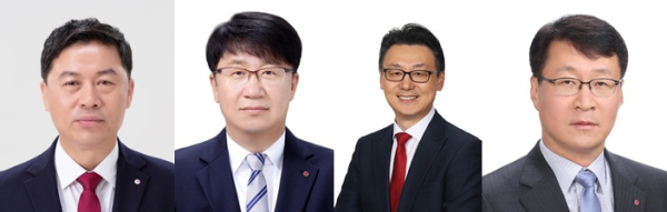 왼쪽부터 류재철 LG전자 CEO, 백승태 HS사업본부장 부사장, 은석현 VS사업본부장 사장, 이재성 ES사업본부장 사장