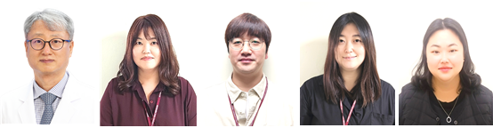 ▲(좌측부터)고려대학교 구로병원 종양내과 서재홍 교수, 고려대학교 의과대학 암연구소 김지영·김윤재·정은선 교수, 고려대학교 의과대학 고동미석·박사통합과정생)