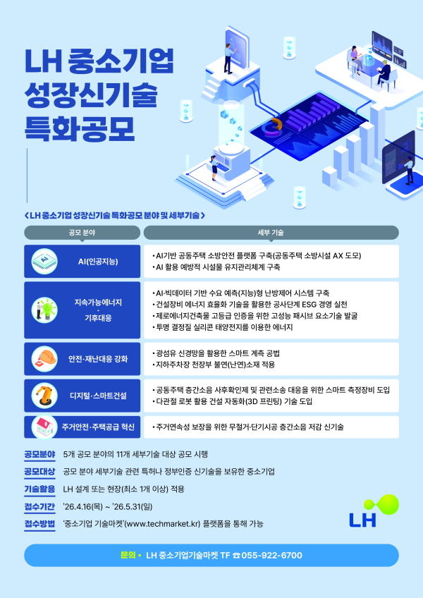 LH 중소기업 신기술 특화공모 포스터. [사진=LH]